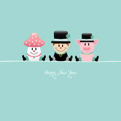 Fly Agaric, Chimney Sweep & Pig Retro