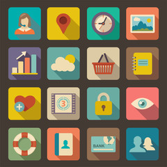 Flat icons set for Web and Mobile Applications