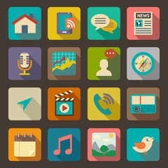 Flat icons set for Web and Mobile Applications