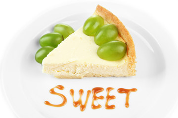 Slice of cheesecake with grape berries