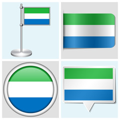 Sierra Leone flag - sticker, button, label and flagstaff