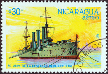 Russian revolution era cruiser Aurora (Nicaragua 1987)