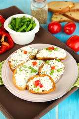 Sandwiches with cottage cheese and greens