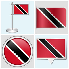 Trinidad and Tobago flag - sticker, button, label, flagstaff