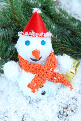 Beautiful snowman on snow