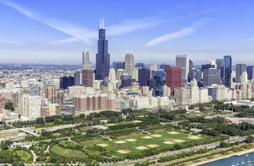Naklejka na ściany i meble Chicago skyline panorama z lotu ptaka