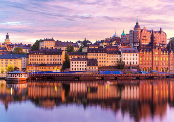 Fototapeta na wymiar Dekoracje Wieczór Sztokholm, Szwecja