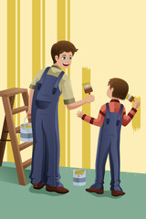 Father son painting