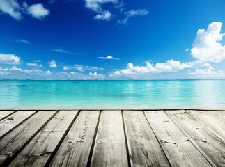 Caribbean sea and wooden platform