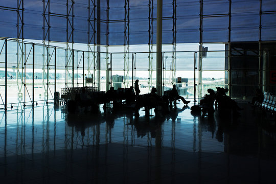 Passengers in the airport lounge