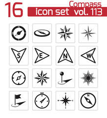 Vector black compass icons set