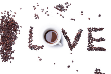 Love text from coffee beans