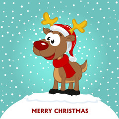 Christmas card with deer - vector  illustration