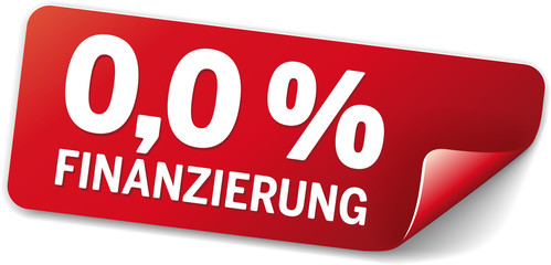 rotes Label 0,0 Prozent finanzierung
