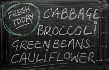 Green Vegetables Fresh Today on a Blackboard