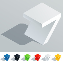 Solid colored letter in isometric view. Number 7