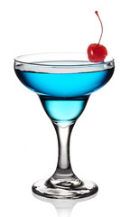 Glass of blue cocktail
