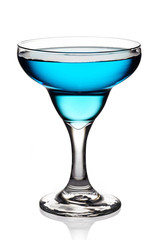 Glass of blue cocktail