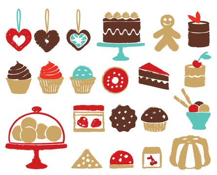 Various colorful sweets icons