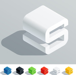 Solid colored letter in isometric view. Letter S