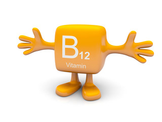 B12 vitamin symbol yellow figure
