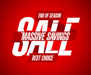 Massive savings sale design with ribbon.