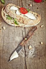Bread on the wooden table 