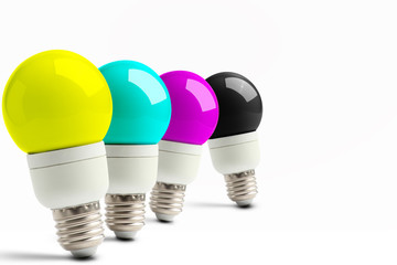 Lampade in coda con i colori CMYK