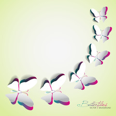 Greeting card with paper butterflies - vector EPS10