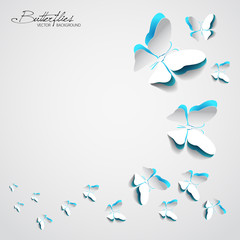 Greeting card with paper butterflies - vector EPS10