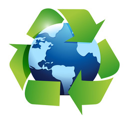 globe and recycle symbol illustration design