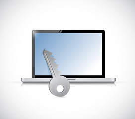 laptop and key illustration design