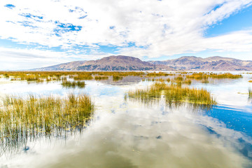 Obraz premium Lake Titicaca,South America, located on border of Peru