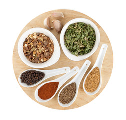 Colorful herbs and spices selection