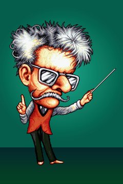 mad professor holding a pointer - pixel style vector