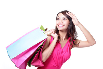 happy shopping young woman