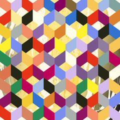 colorful geometric pattern on grunge background