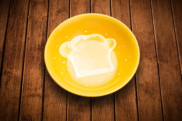 Colorful plate with hand drawn white chef symbol