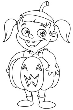 Outlined pumpkin kid