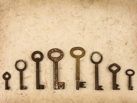 Set of different size antique keys