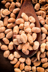 Roasted peanuts in ladle