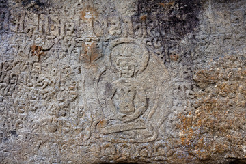 Sacred mani walls in Khumbu valley in Nepal