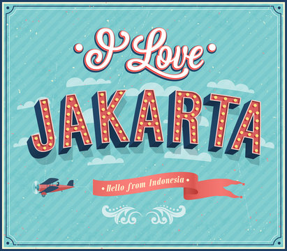 Vintage greeting card from Jakarta - Indonesia.