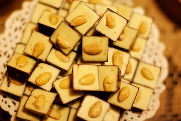 Closeup brown chocolate candy background