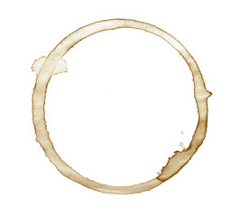 Coffee cup stain isolated on white background