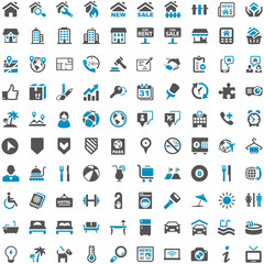 Blue Grey Webicons - Real Estate Buildings Travel Holiday