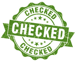 checked green grunge isolated sign