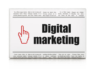 Advertising news concept: newspaper with Digital Marketing and M