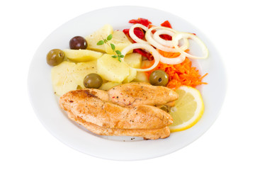 fried fish eggs with vegetables