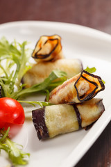Eggplant rolls stuffed with cottage cheese
